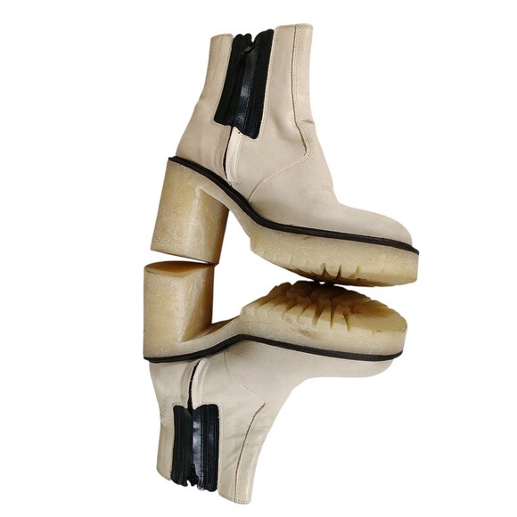 Free People James Chelsea Ankle Boots White Chunky Heel Platform Lug 37.5 US 7.5 - Picture 9 of 13